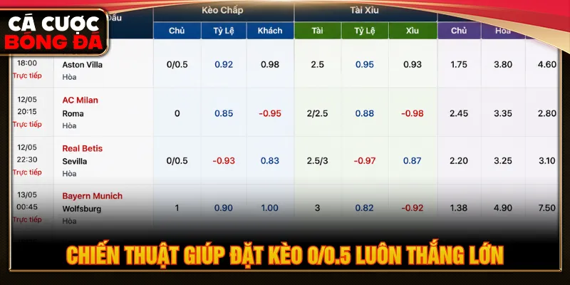 Luôn theo dõi thông tin của trận đấu khi soi kèo 0/0.5 là gì